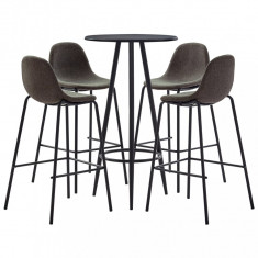 vidaXL Set mobilier de bar, 5 piese, gri închis, material textil