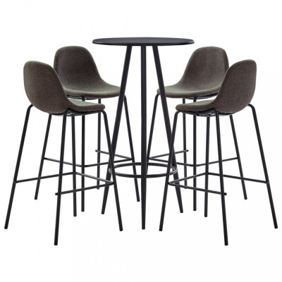 vidaXL Set mobilier de bar, 5 piese, gri &amp;icirc;nchis, material textil foto