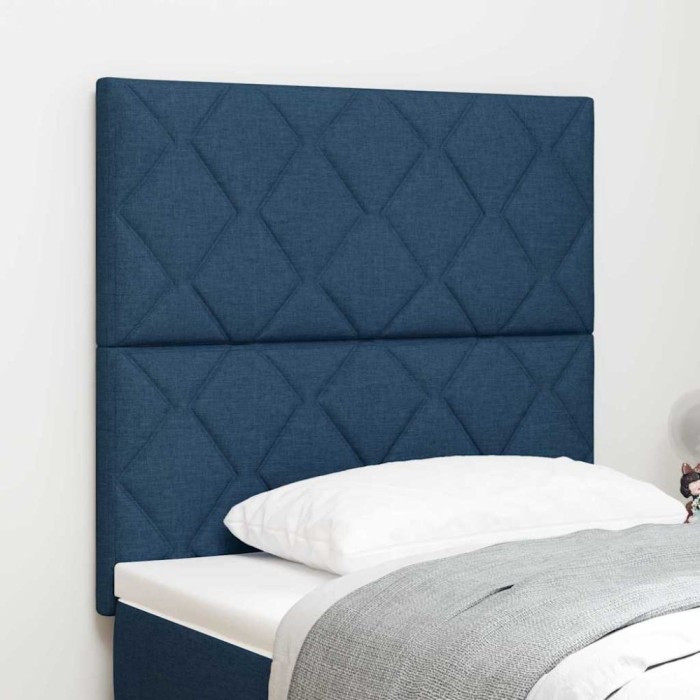 vidaXL Tăblie cap cu lumini cu bandă LED albastru 100 cm țesătură 3338507