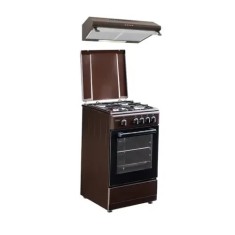 Pachet Aragaz clasic Studio Casa Viva Galaxy 4G 50/55 cm Brown si Hota clasica 2 motoare, 4 arzatoare gaz, Cuptor gaz, Maro