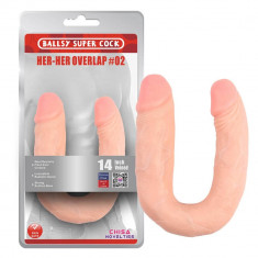 Dildo Clasic Dublu Her-her Overlap 02, Natural, 35 cm