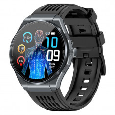 Smartwatch iSEN JA03 Gri, AMOLED 1.43"HD, Glicemie, Apel Bt, Apel SOS, Asist. vocala, Nivel radiatii, EKG, Acid uric, Lipide sange, Masa