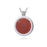 Colier pentru doamne Morella 70 cm din oțel inoxidabil și pandantiv cu piatră prețioasă jasp roșu monedă 33 mm disc chakra &icirc;n pungă de bijuterii