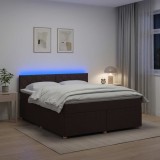 Cumpara ieftin Pat boxspring cu saltea Maro inchis 160 x 200 cm Tesatura