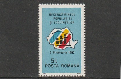 ROMANIA 1991 LP 1264 RECENSAMANTUL MNH NESTAMPILAT
