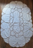 FATA DE MASA MARE VINTAGE DIN BUMBAC CU BRODERIE QUILT SI CROSET INSERAT