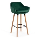 Scaun de bar cu scaun din catifea și cadru din lemn de ABS 1271 verde