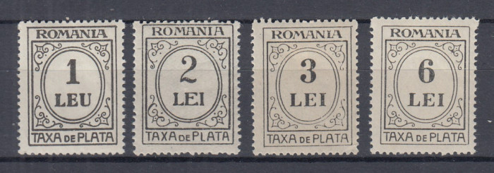 ROMANIA 1926 TAXE DE PLATA INSCRIPTIA ROMANIA EMISIUNEA a VII-a SERIE SARNIERA
