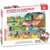 Puzzle cu surprize - Evi si Purcelus fac fapte bune (100 piese), Edu Class