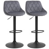 HOMCOM Scaun bar Reglabile in Inaltime cu Spatar, Greutate Suportata 120kg,51.5x48x83-104cm, gri | Aosom Romania