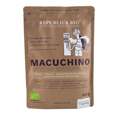 Pulbere Functionala cu Gust de Ciocolata Macuchino Ecologica Vegana 200gr Republica Bio foto