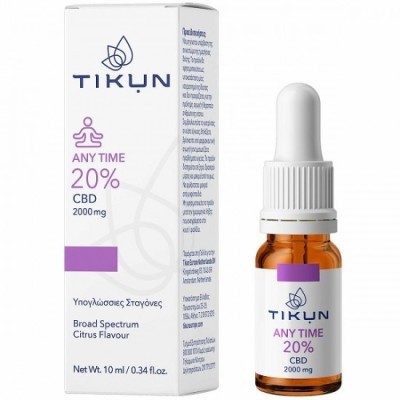 Tikun Any Time Ulei Produse din c&amp;acirc;nepă (CBD) &amp;icirc;n Picături 2000mg cu 20% CBD cu aromă de Citrice 10ml foto
