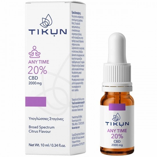 Tikun Any Time Ulei Produse din c&acirc;nepă (CBD) &icirc;n Picături 2000mg cu 20% CBD cu aromă de Citrice 10ml
