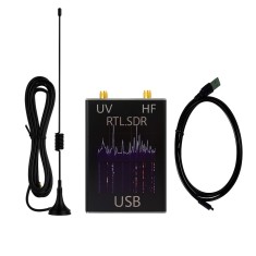 Receiver RTL-SDR USB HF VHF UHF 100 kHz, 1.7 GHz cu antena si cablu, Software Defined Radio pentru monitorizare spectru