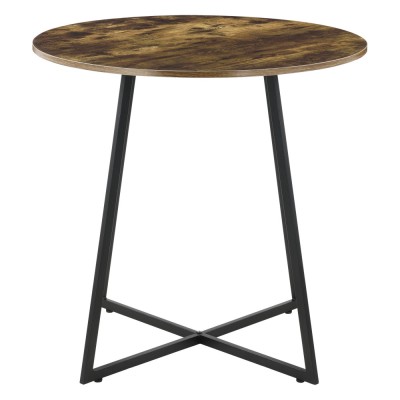 Masa de Bucatarie Rotunda 78x80cm cu Efect de Lemn Nuanta Inchisa, Cadru Metal, Blat MDF foto