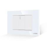 Intrerupator Simplu Mecanic 1M si 2 Taste False LUXION cu Rama din Sticla, Standard Italian, 3M SmartElectro IntelligentHouse