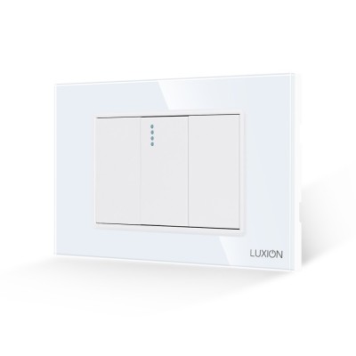 Intrerupator Simplu Mecanic 1M si 2 Taste False LUXION cu Rama din Sticla, Standard Italian, 3M SmartElectro IntelligentHouse foto
