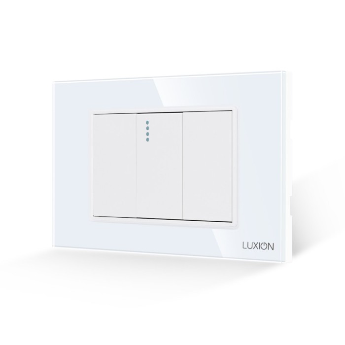Intrerupator Simplu Mecanic 1M si 2 Taste False LUXION cu Rama din Sticla, Standard Italian, 3M SmartElectro IntelligentHouse