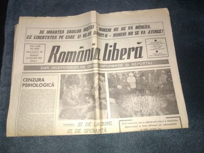 ZIARUL ROMANIA LIBERA 13 IANUARIE 1990 foto