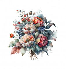 Sticker decorativ Buchet de Flori, Multicolor, 57 cm, 3592ST foto