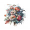 Sticker decorativ Buchet de Flori, Multicolor, 57 cm, 3592ST