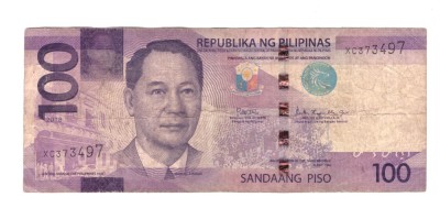 Bancnota Filipine 100 piso 2018, circulata, uzata foto