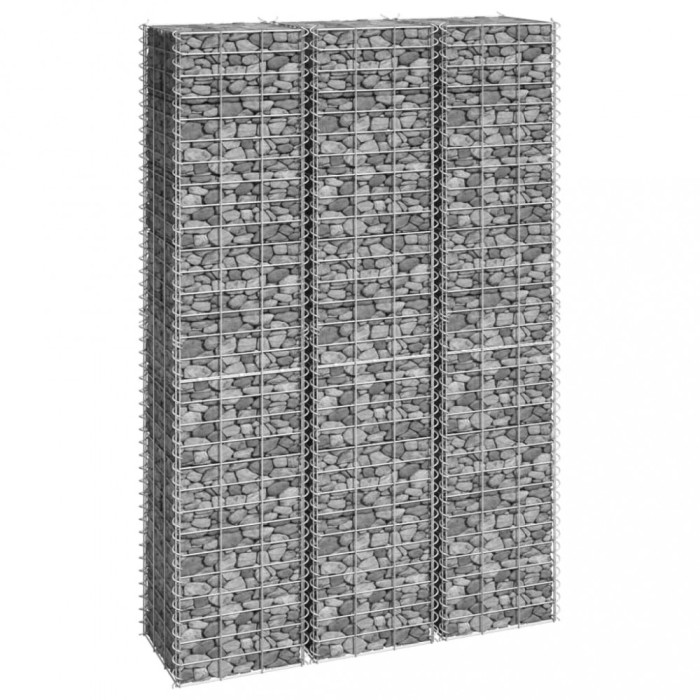vidaXL Straturi &icirc;nălțate de gabioane, 3 buc., 30x30x150 cm, fier 151250