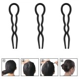 Set Agrafe Păr, 3 Bucăți, Plastic, Negru, 9 cm, Oem