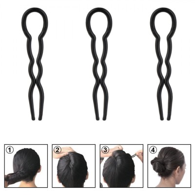 Set Agrafe Păr, 3 Bucăți, Plastic, Negru, 9 cm foto