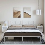 Cadru Pat Metalic vidaXL Alb 193x203 cm cu Tăblie, Spațiu Depozitare, Suport Saltea
