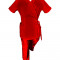 Costum Medical Pe Stil, Tip Kimono Rosu cu Elastan, Model Daria - L, 4XL