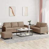 VidaXL Set de canapele cu perne, 3 piese, cappuccino, piele ecologică