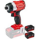 Einhell TE-CI 18 Li PXC + Twinpack - Masina de insurubat cu impact 180 Nm + Set 2 acumulatori Li-Ion 18 V 4 Ah