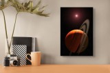 Tablou Canvas cu Planetă și Stele &icirc;n Nuanțe de Orange, 26 x 39 cm, CMCLASS