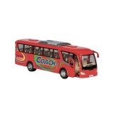 Autobuz sportiv die-cast Coach, cu functie pull-back, 18 cm lungime, rosu, Goki