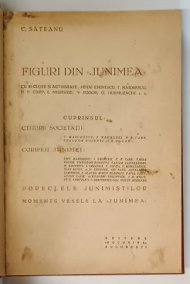FIGURI DIN JUNIMEA de C. SATEANU , EDITIE INTERBELICA foto