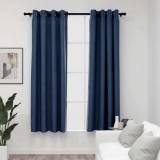 VidaXL Perdele opace aspect p&acirc;nză cu ocheți 2 buc. 140x175 cm albastru