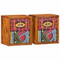 Dulap de noapte 2 pcs Maro 35 x 30 x 40 cm lemn masiv de acacia