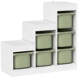 AIYAPLAY Raft pentru jucării, 3 niveluri, 6 cutii, pentru copii 3-8 ani, 96 x 38,5 x 90 cm, verde | Aosom Romania