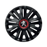 Cumpara ieftin Set 4 capace roti Royal Negru cu inel rosu pentru gama auto Peugeot, R15