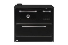 Soba tip plita cu cuptor Omega 701-G, cu sticla, negru, evacuare stanga