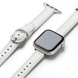 Rama pentru Apple Watch 1/2/3/4/5/6/7/8/9/SE/SE 2 (38/40/41mm) - Ringke Leather One Slim - White