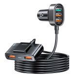 &Icirc;ncărcător auto rapid cu cablu de extensie 45W 5xUSB-A negru JR-CL03 Pro Joyroom