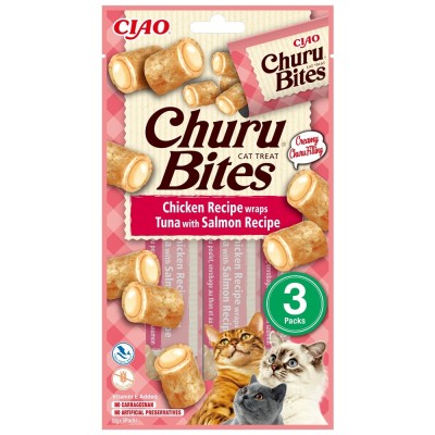 Churu Bites, Recompense pentru Pisici cu Pui, Ton si Somon, 3x10g foto