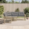 Canapea gradina vidaXL L, poliratan bej, perne incluse + taburet, 208x208x80cm, rezistenta UV