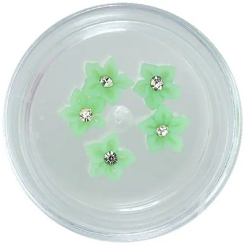 Decorațiuni verzi deschis pentru unghii - flori acrilice