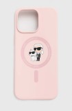 Karl Lagerfeld etui pentru telefon iPhone 15 Pro Max 6.7 culoarea roz, KLHMP15XSCMKCRHP