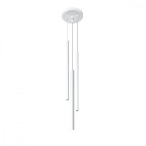 Lampă Suspendată Pastel Alb Oțel 3 Becuri Tub Modern De Interior