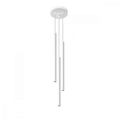 Lampă Suspendată Pastel Alb Oțel 3 Becuri Tub Modern De Interior foto