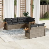 Gossi set canapele de gradina, 7 piese, cu perne, gri, poliratan